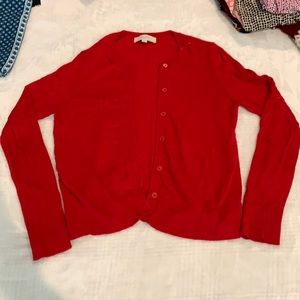 Red cardigan
